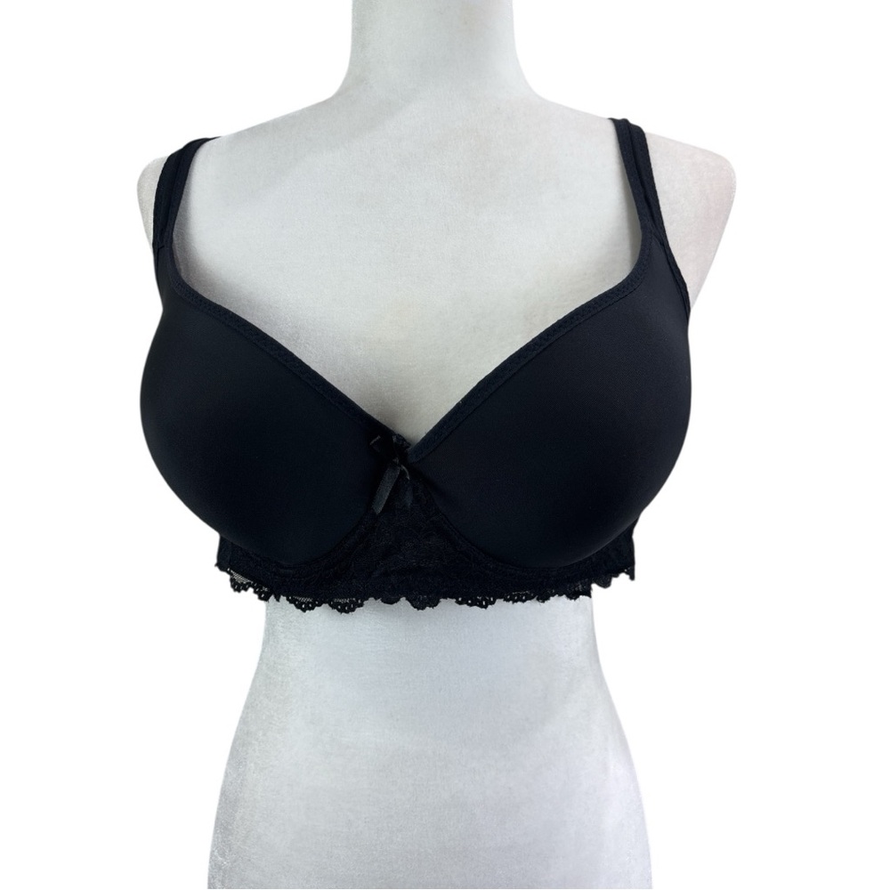 VADALALA Elegant black Lace Bra Lace Detail Underwire Padded Bra Size 42 D